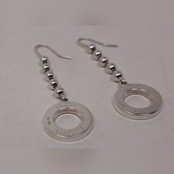 Gucci Women's Boucle Drop Earrings Sterling Silver 925 Italy 2.25" - Picture 12 of 15